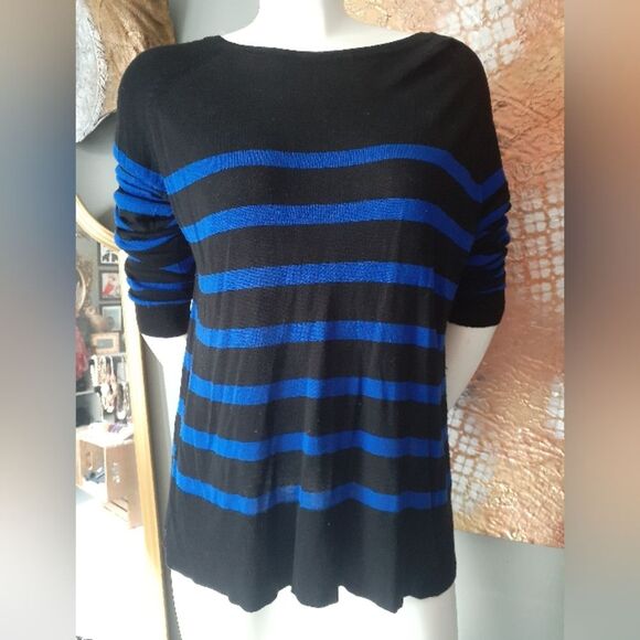 Zara Black and Blue Striped Women's Sweater - Picture 10 of 11